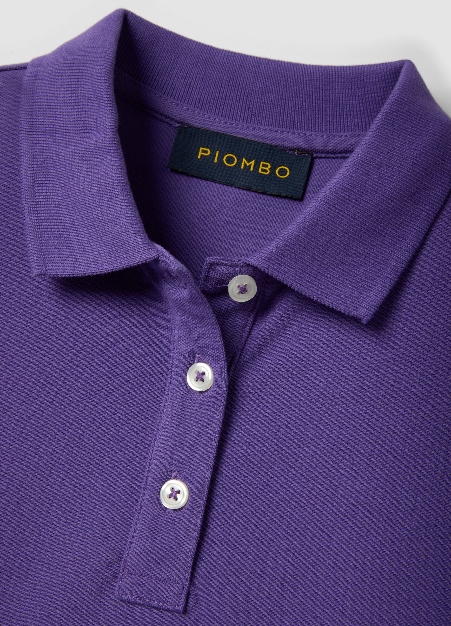 Purple short-sleeve pure cotton polo shirt, regular fit
