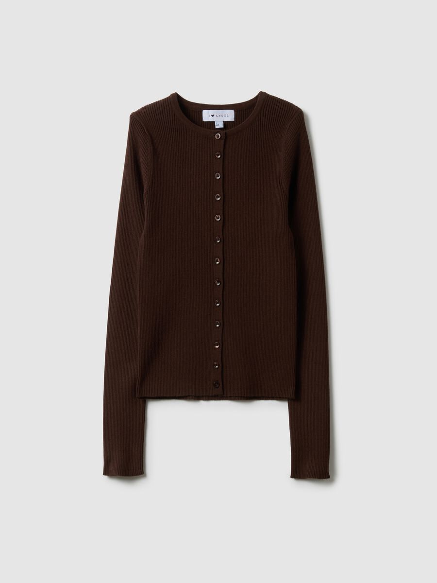 Cardigan in misto viscosa marrone vestibilit&agrave; fitted_0