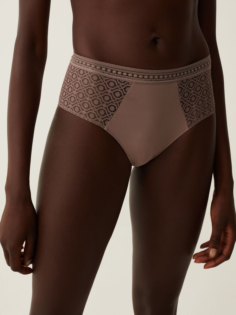Microfibre French knickers with lace_1
