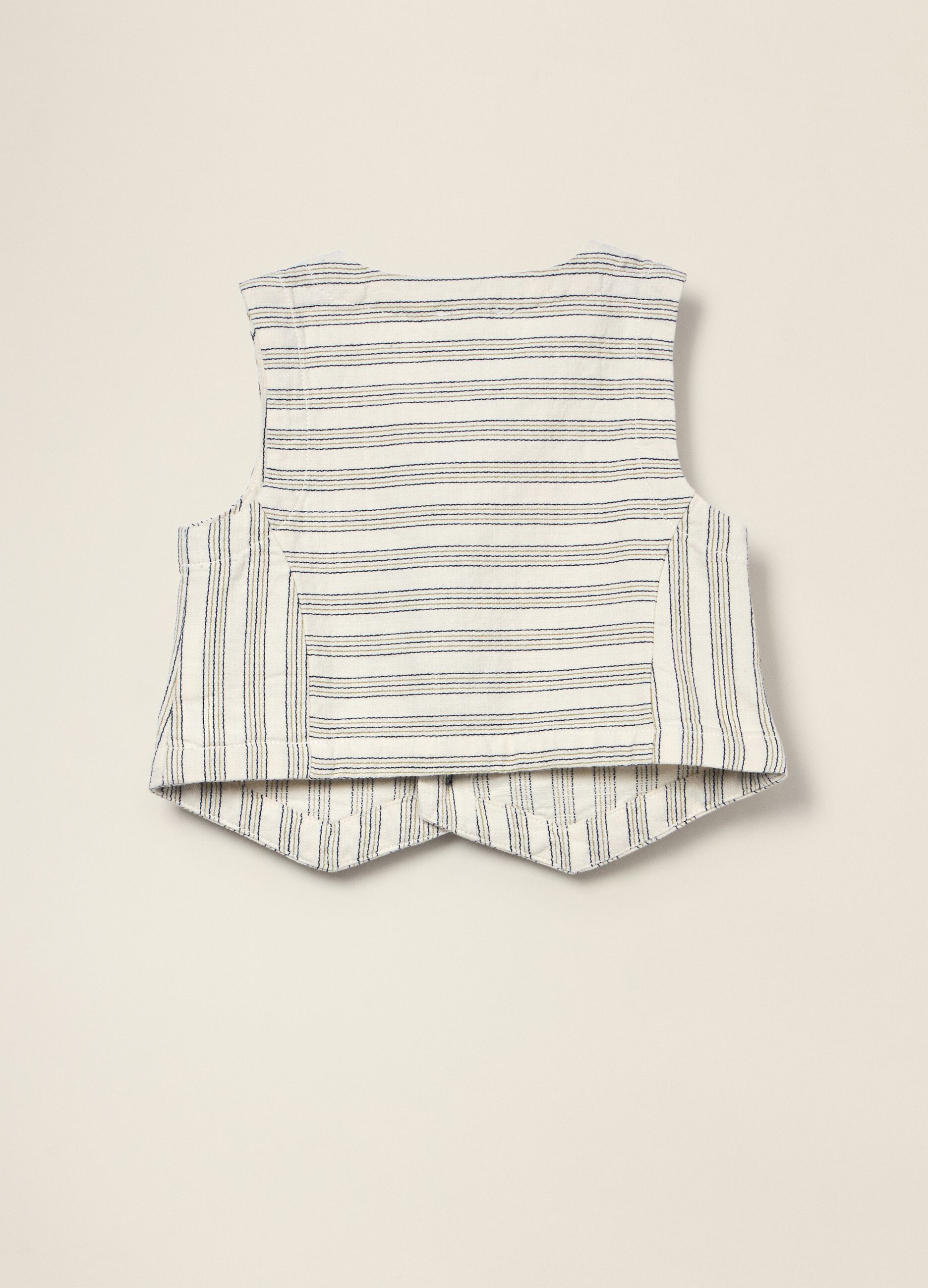 Beige pure cotton striped waistcoat