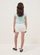 Girls&rsquo; white denim cargo shorts in stretch cotton, slim fit_1