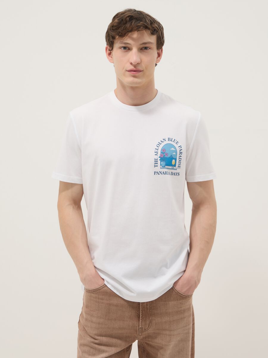 Wei&szlig;es Regular-Fit T-Shirt aus reiner Baumwolle mit kurzen &Auml;rmeln_0