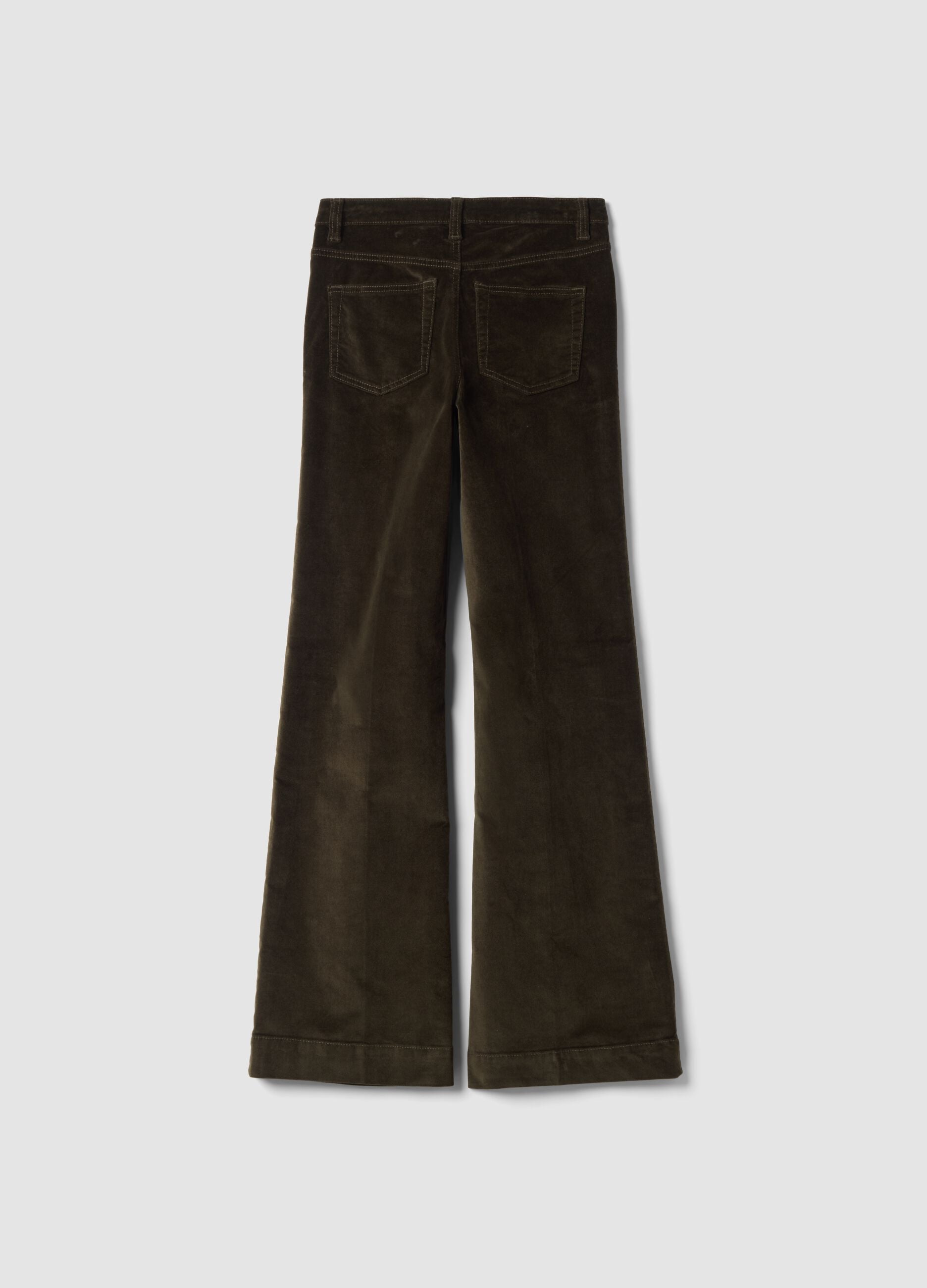Green bootcut stretch-cotton jeans