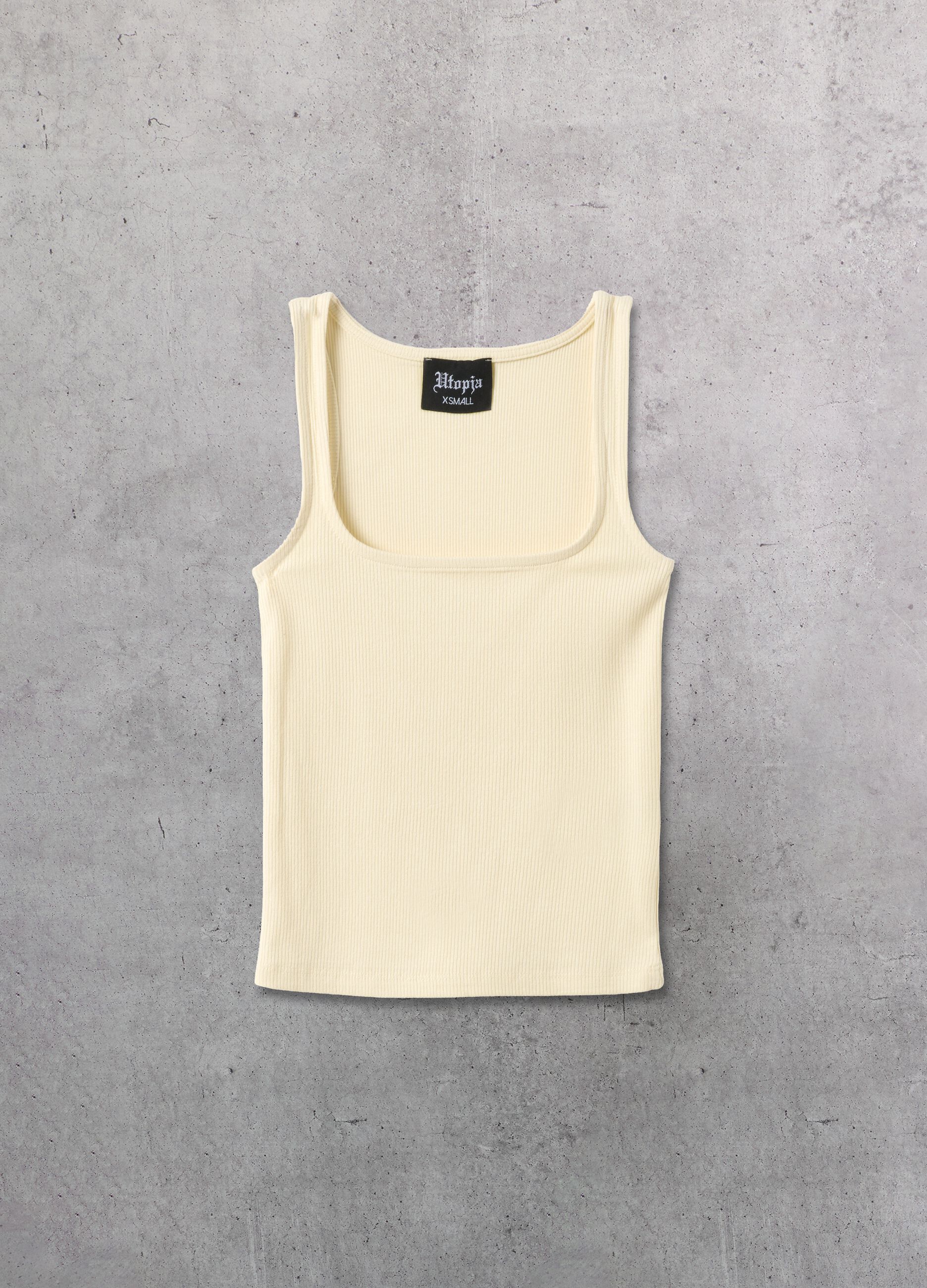 Square-Neck Tank Top in Pastel Yellow