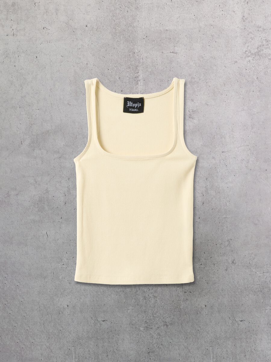 Top bez rukava s četvrtastim izrezom u pastelno žutoj boji_6