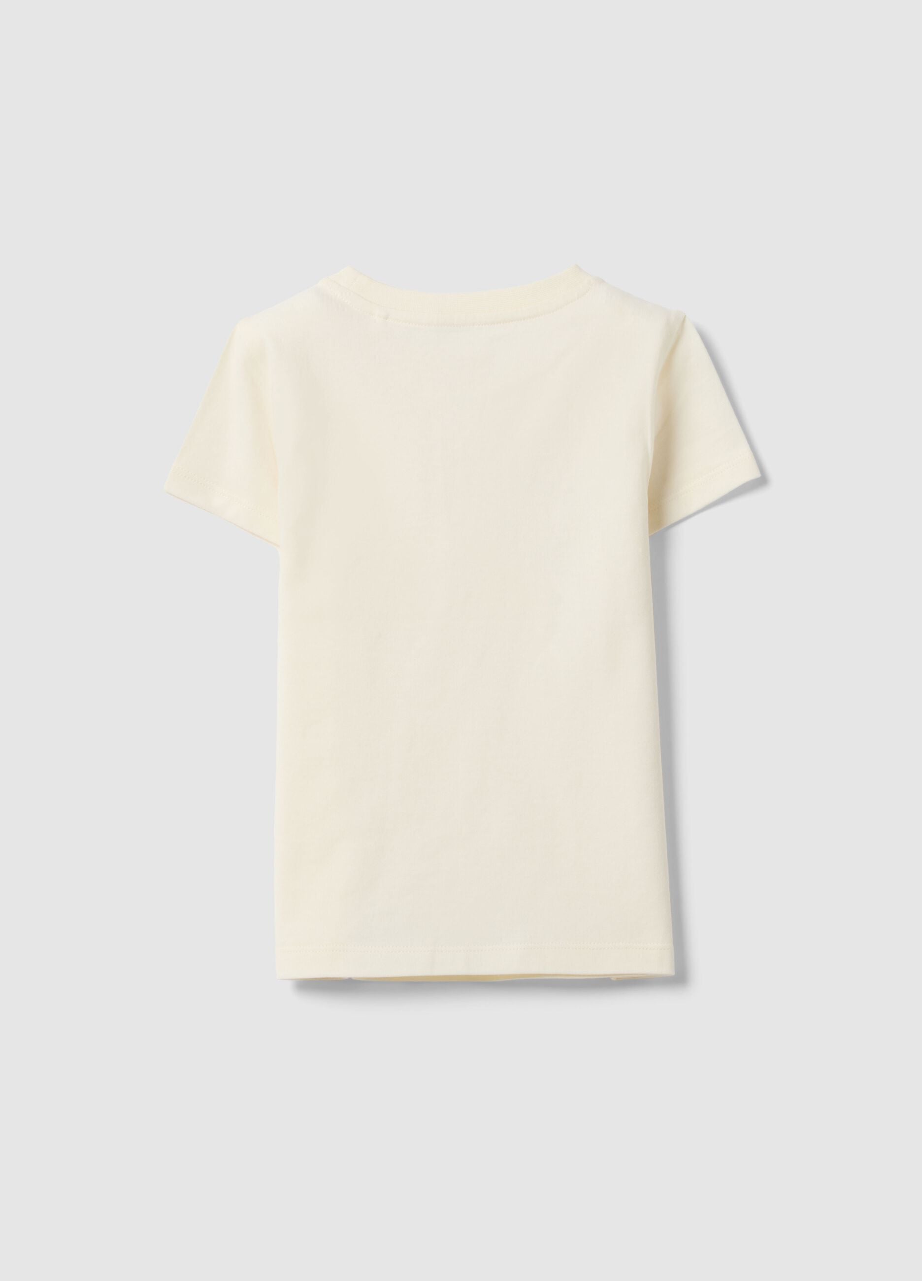 Beige pure cotton regular fit T-shirt with print for girls