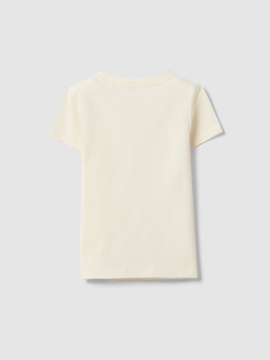 Beige regular fit pure cotton t-shirt with print for girls_1
