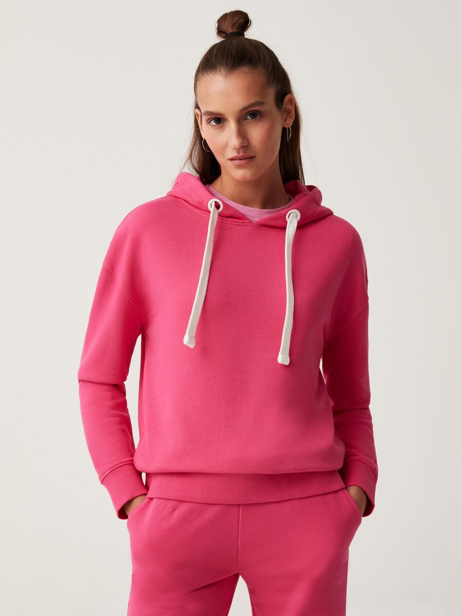 Fitness solid colour sweatshirt with hood_1