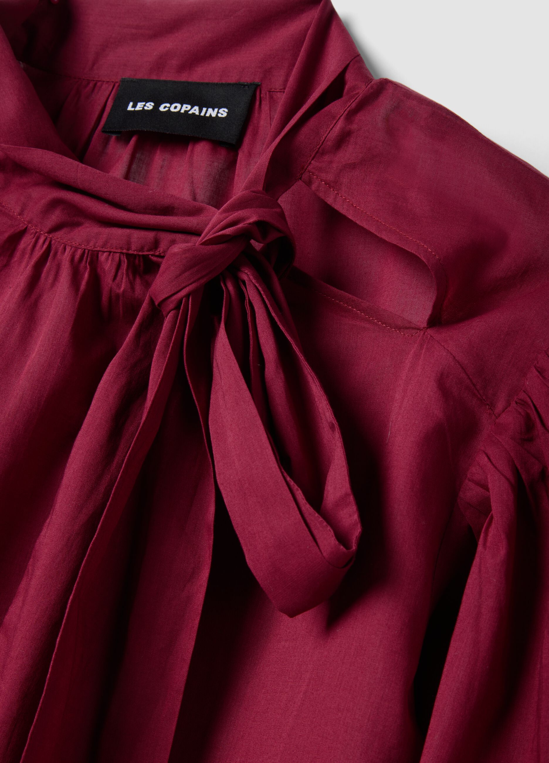 Red pure cotton regular-fit blouse with bow