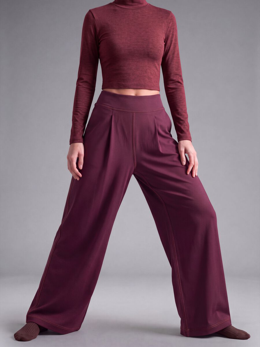 Purple wide-leg trousers in stretch fabric_2