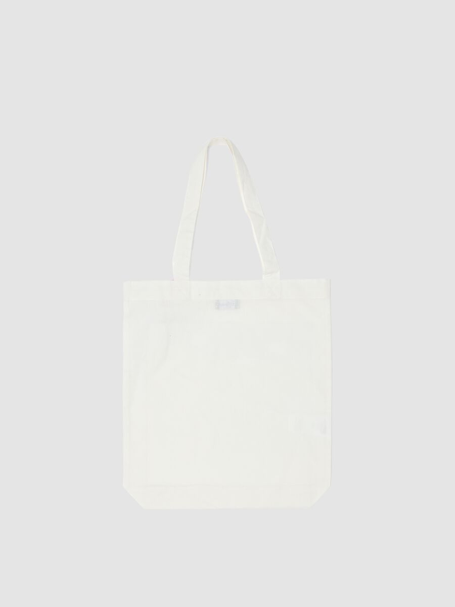 Wei&szlig;e Schultertasche aus reinem Baumwolle mit Stitch-Druck_1