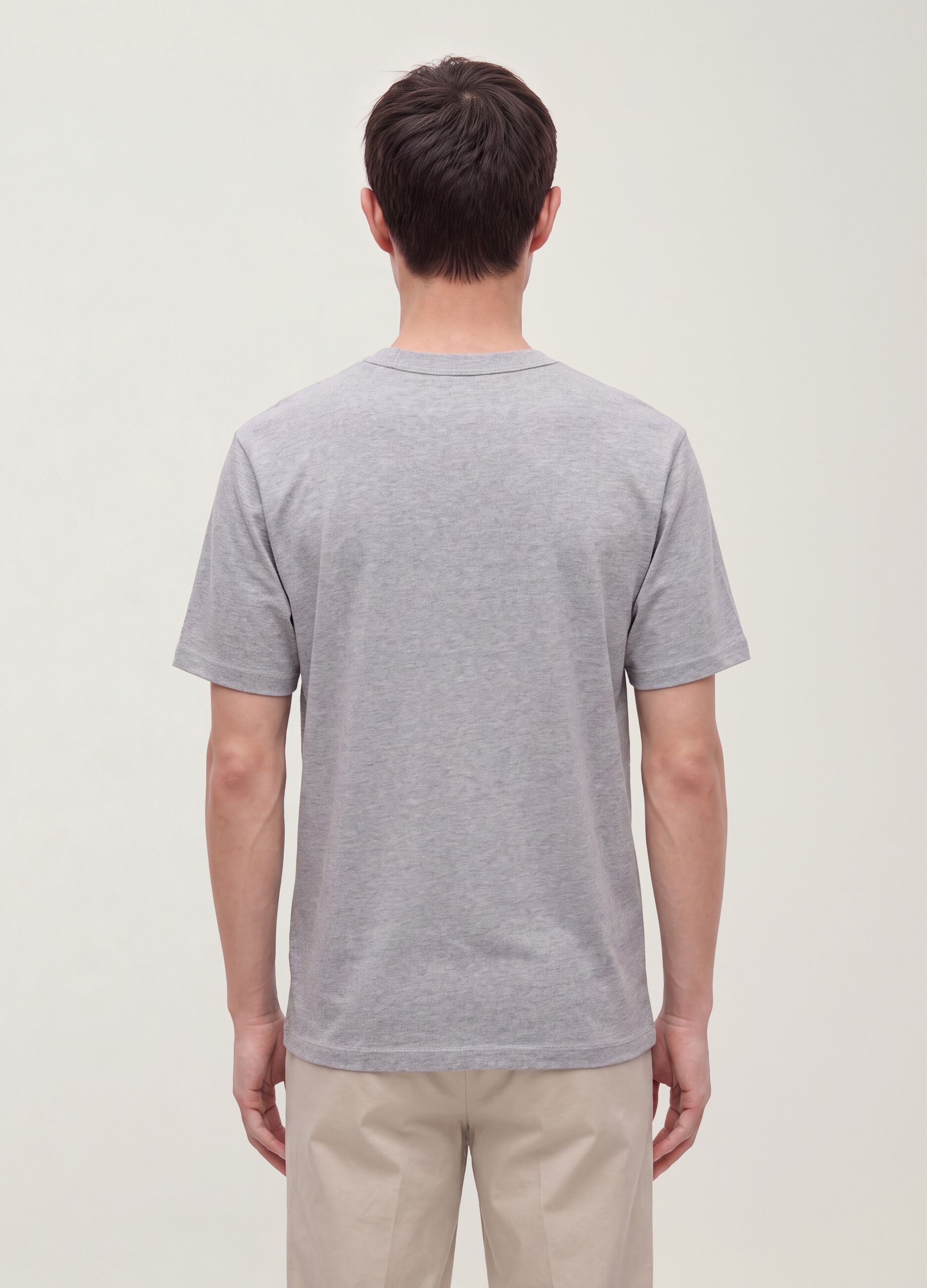 Grey pure cotton crew-neck T-shirt, relaxed fit
