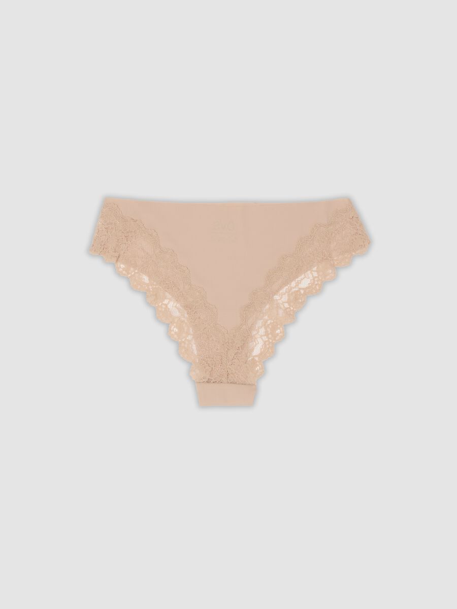 Beige Brasil-Slip aus elastischer Mikrofaser mit Spitze_6