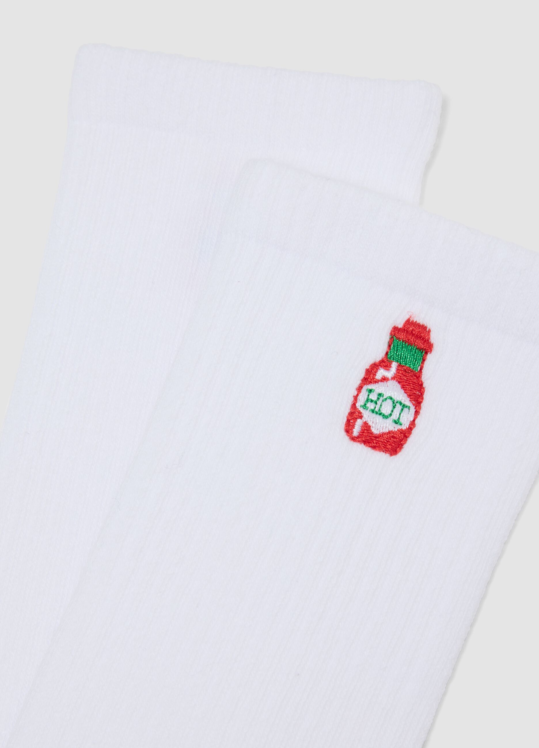 3er-Pack weisse Tennissocken aus Stretch-Baumwolle mit Stickerei