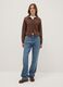 Brown cardigan with polo collar in pure cotton, regular fit_0