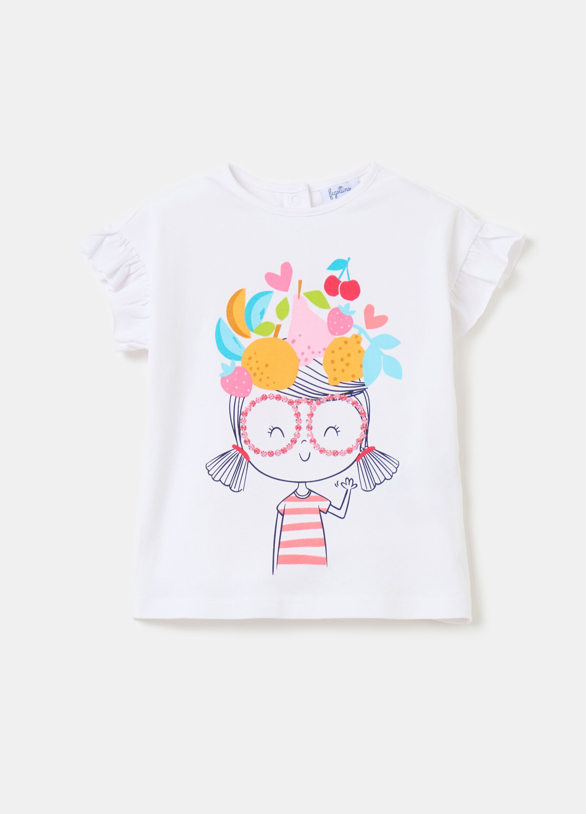 T-shirt with frills and print