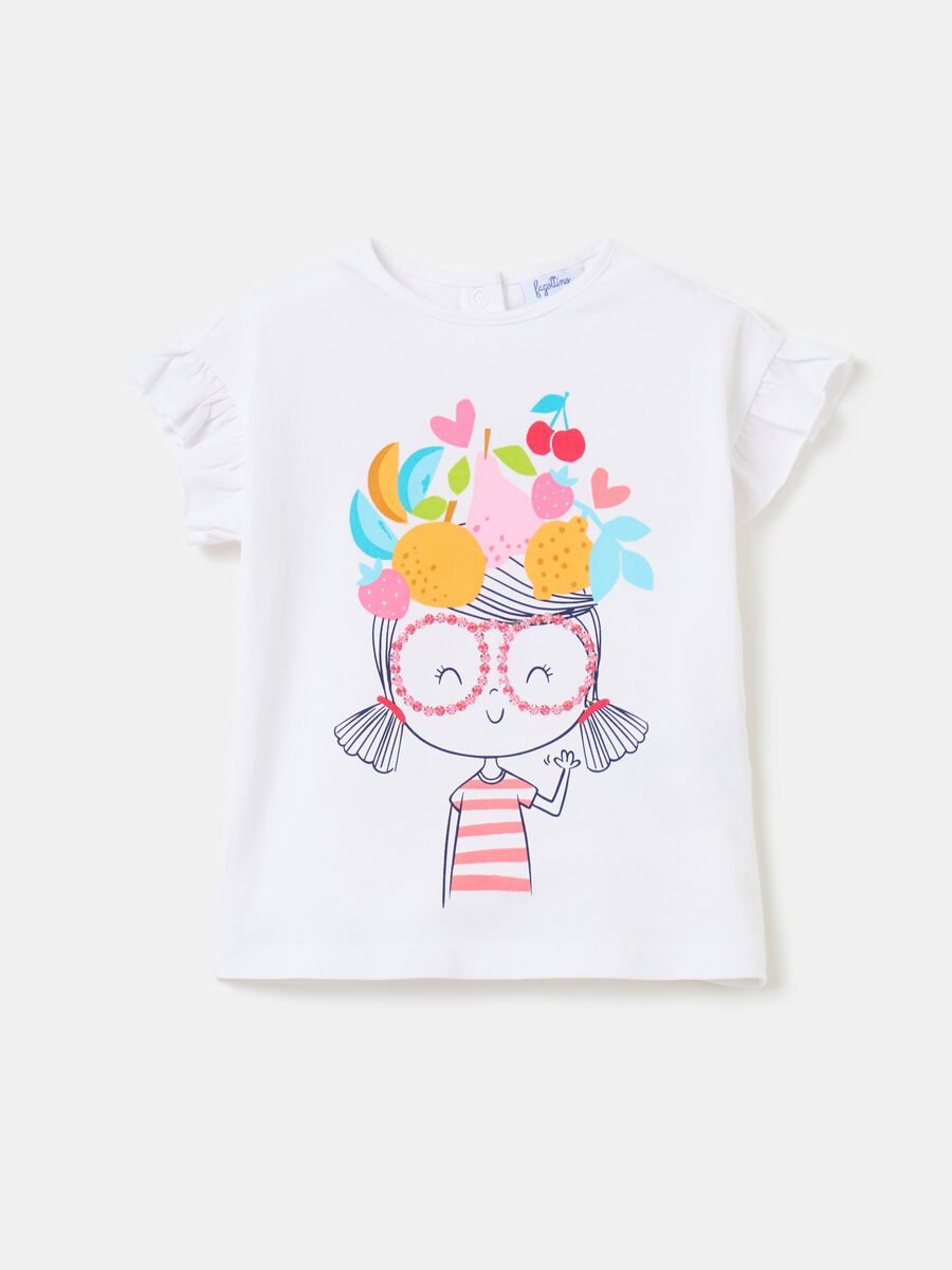 T-shirt with frills and print_0