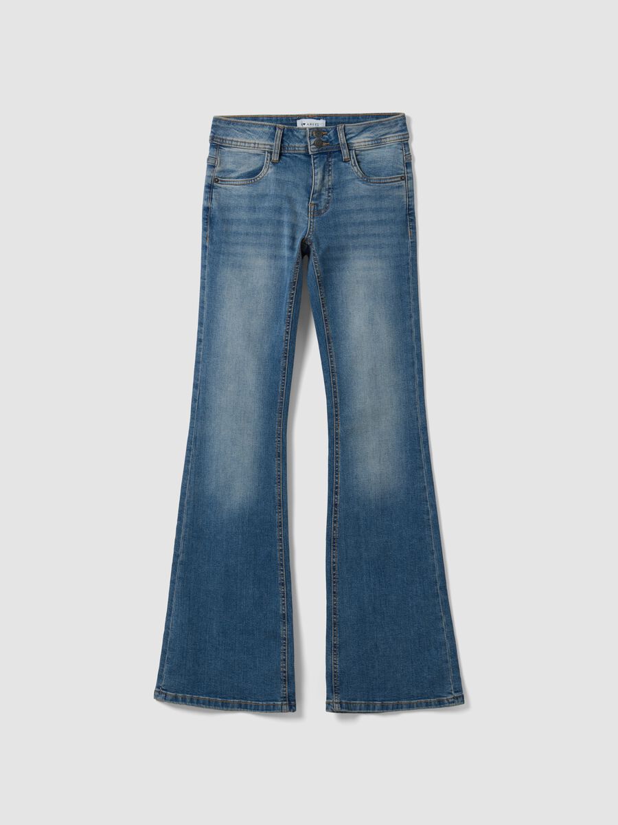 Blue stretch cotton flare jeans_4