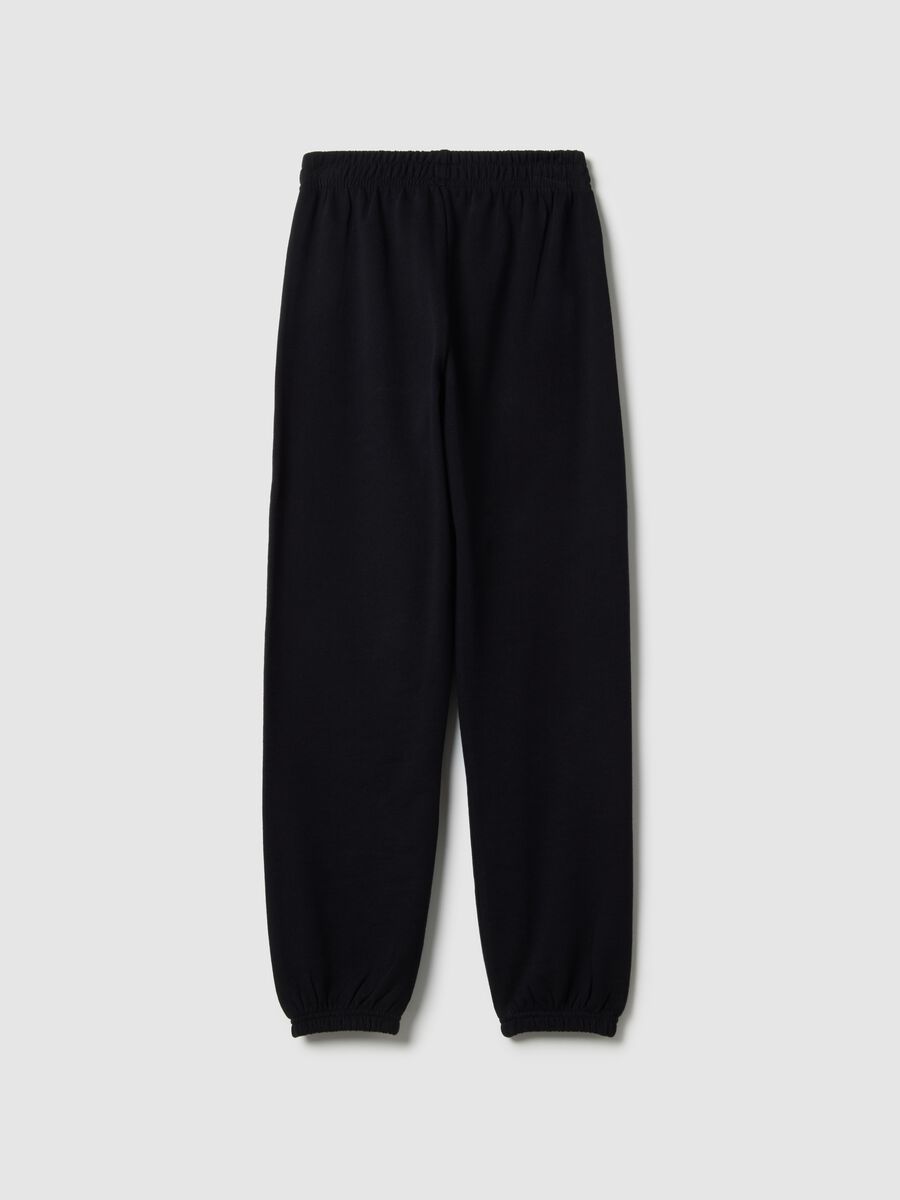 Girls' regular fit black pure cotton jogger trousers_4