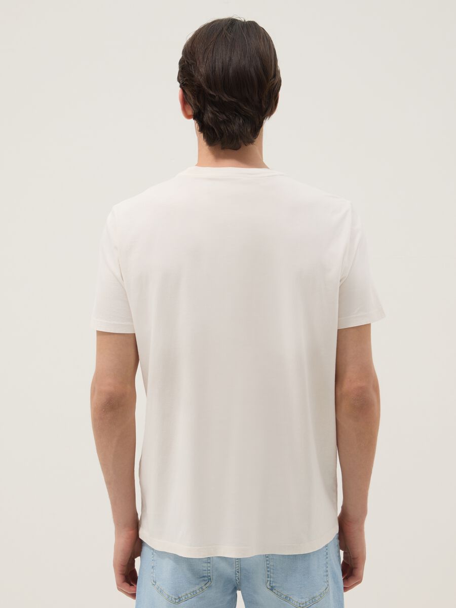 Beige pure cotton regular-fit short-sleeve T-shirt_3