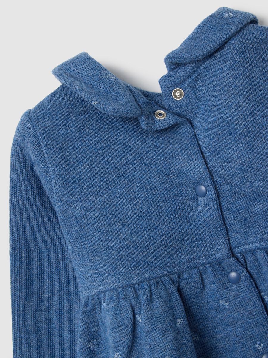 Baby girl's blue dress in pure cotton with regular fit and round neckline_3