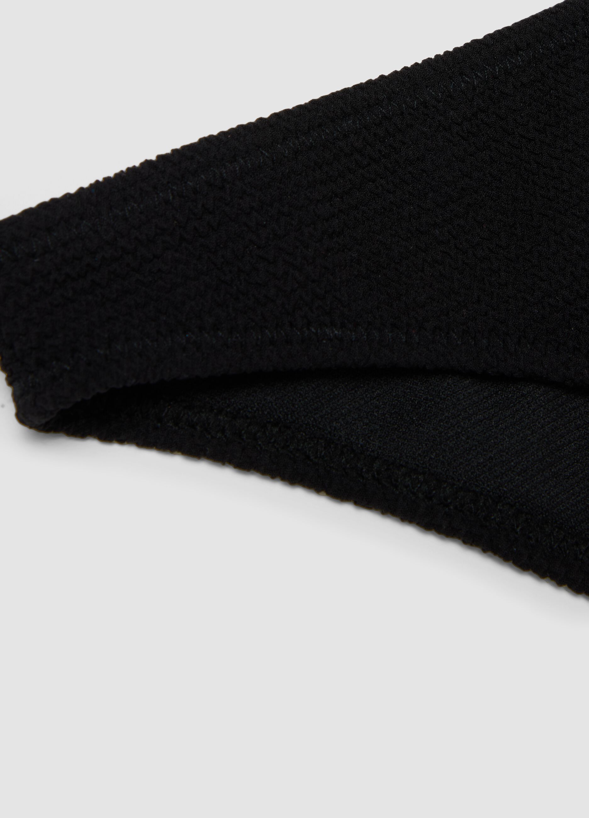 Black textured stretch-fabric bikini
