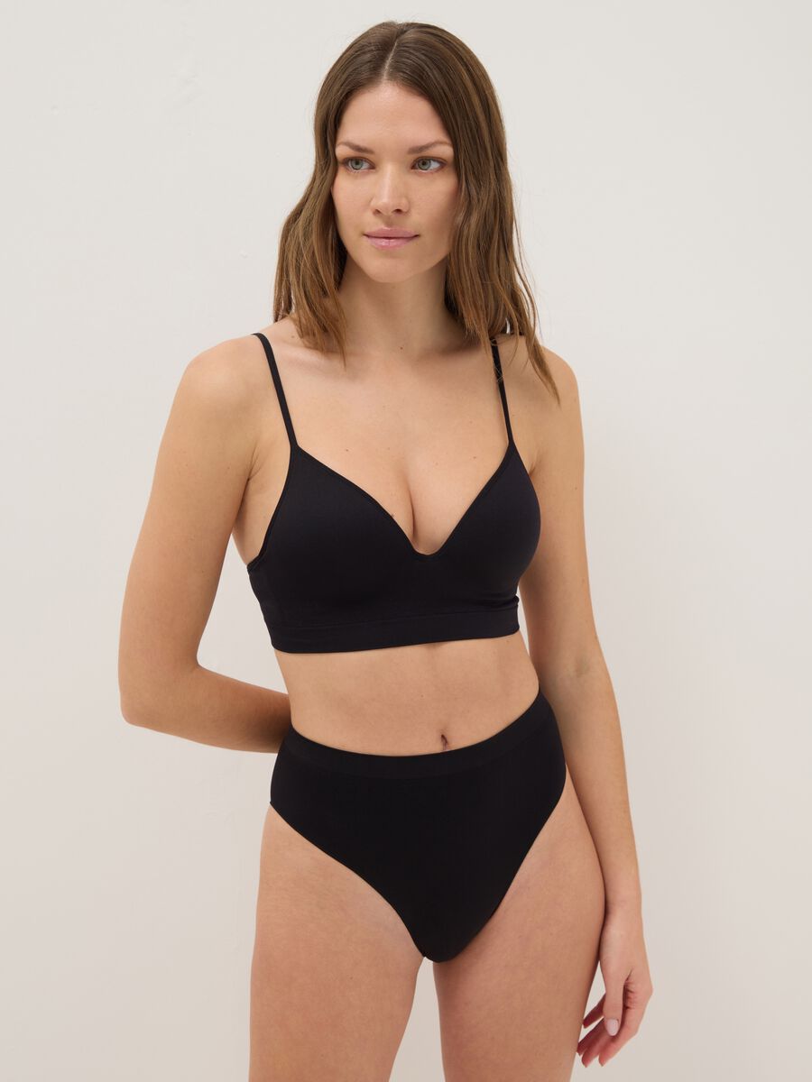 Stretch black microfibre bralette_1