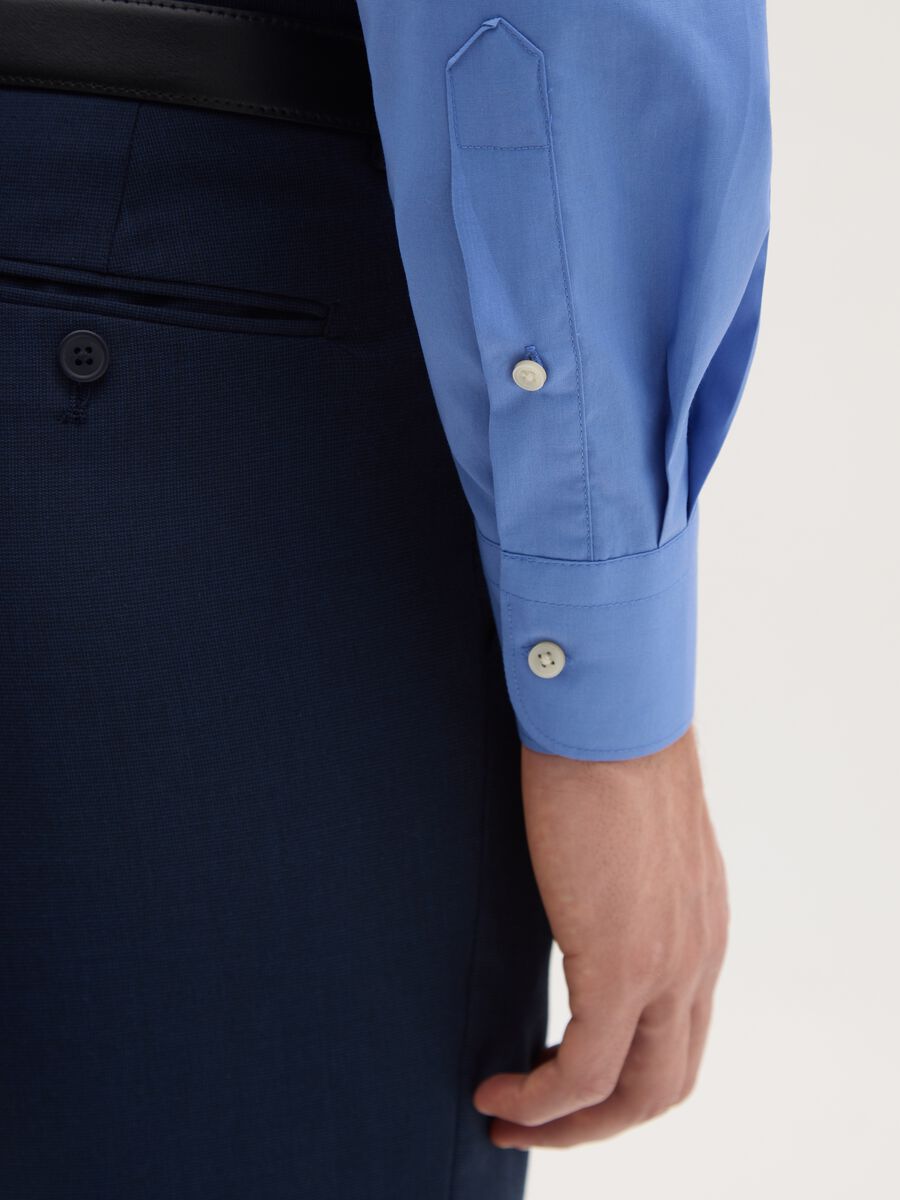 Blue long-sleeve cotton blend shirt_3