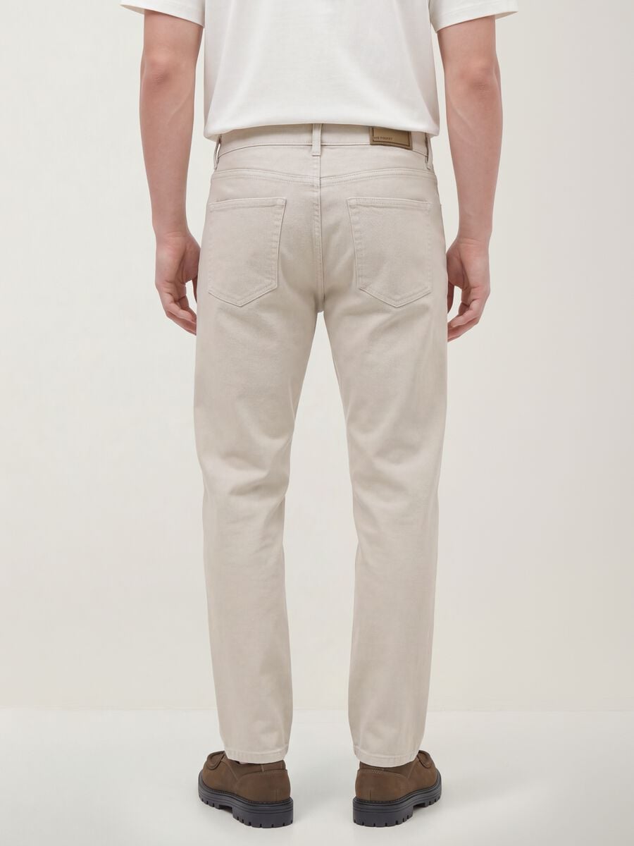 Grey straight-leg stretch cotton twill trousers_3