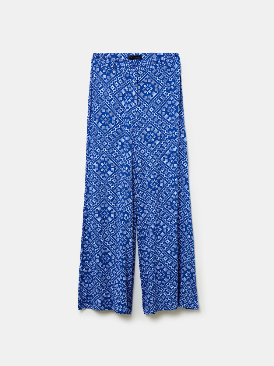 Flare-fit trousers in viscose with print_3