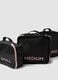 Set di tre organizer neri da viaggio con zip rosa_1