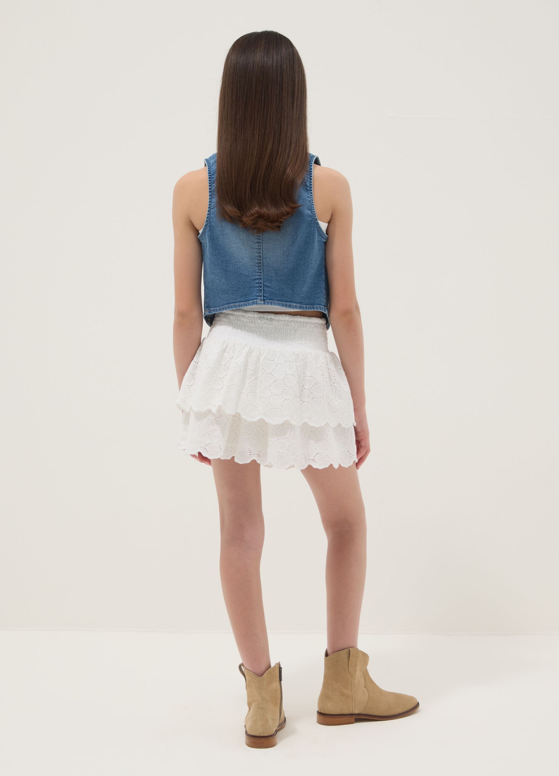 White pure cotton mini skirt