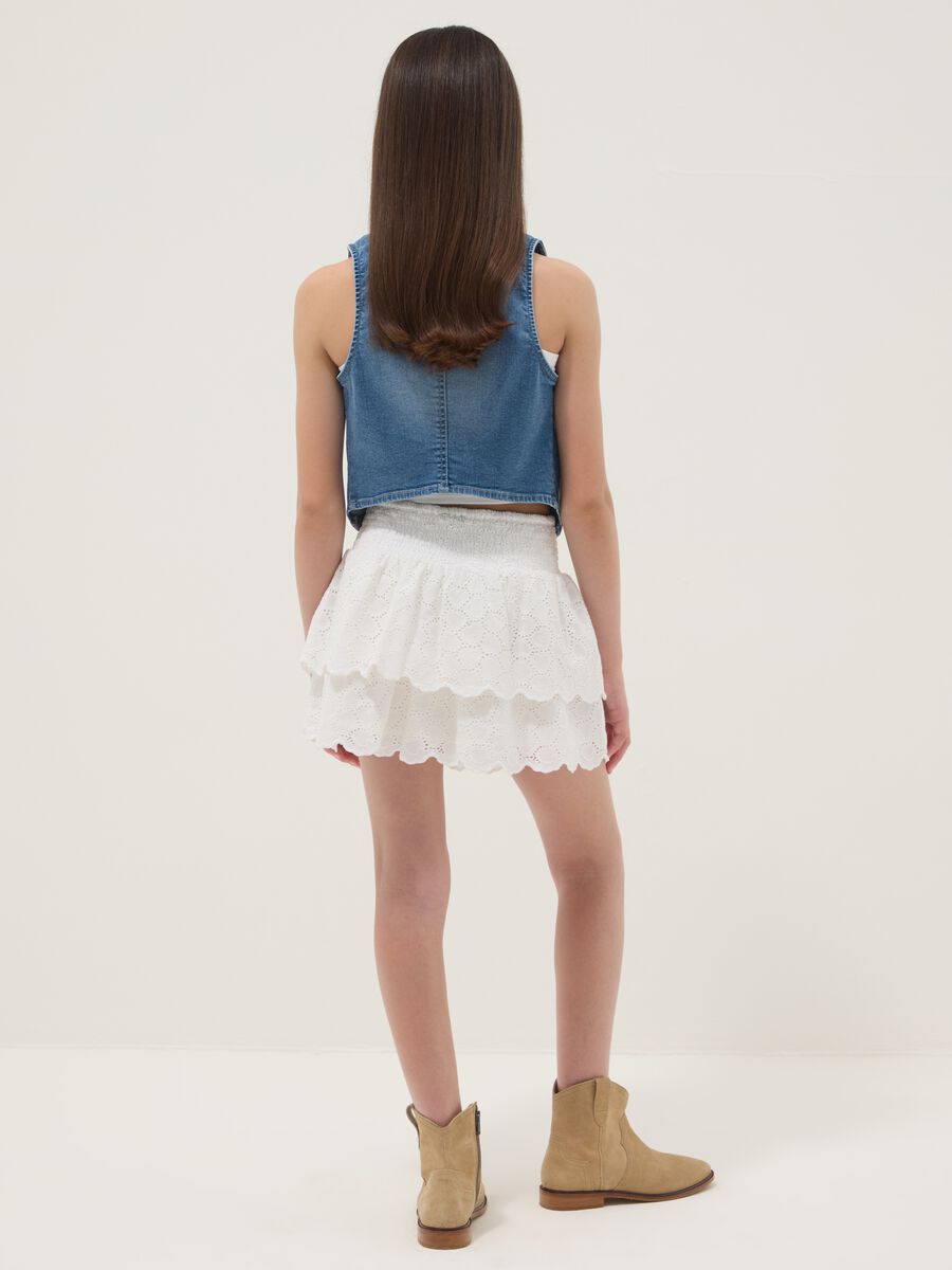 White pure cotton mini skirt_1