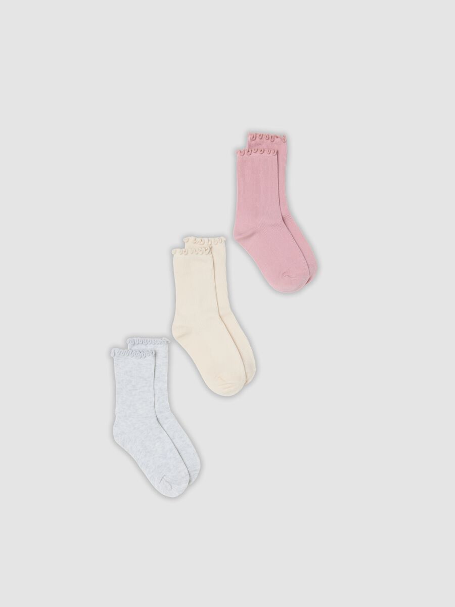 Tripack di calze midi rosa in cotone organico elasticizzato_0