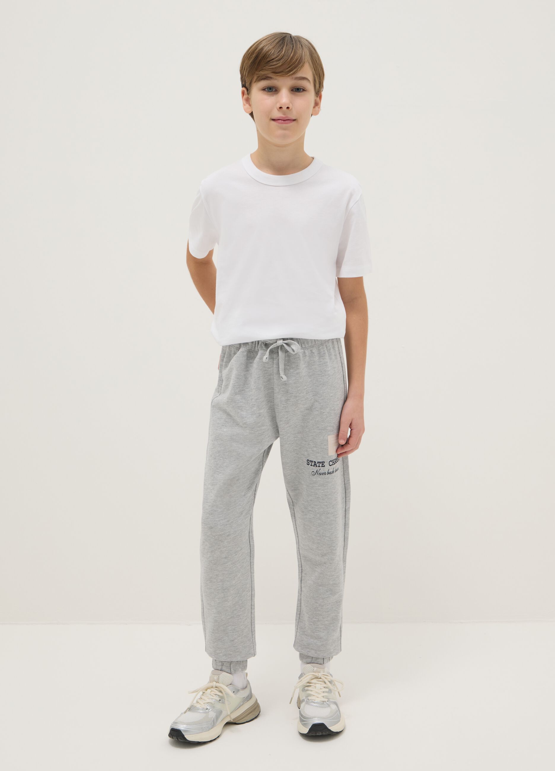 Boys' Grey Jogger Trousers in Pure Cotton Regular Fit