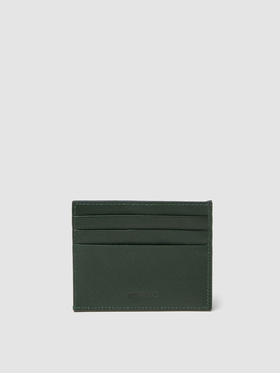 Green genuine leather card holder_2