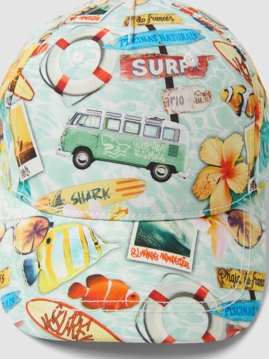 Multicoloured cotton children's baseball cap with designs_1