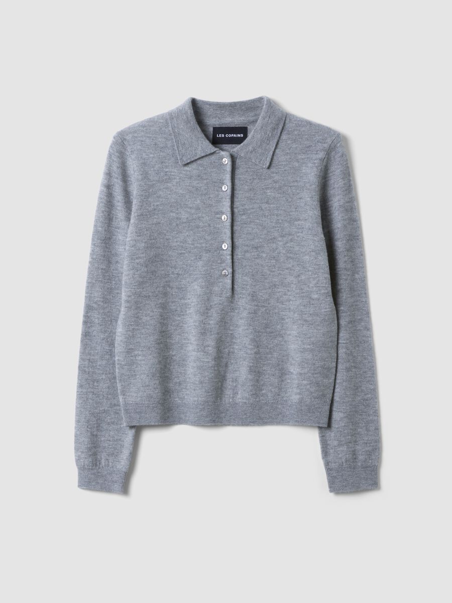 Maglia grigia in pura lana con girocollo_4