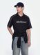 Black pure cotton oversized short-sleeve polo shirt_1