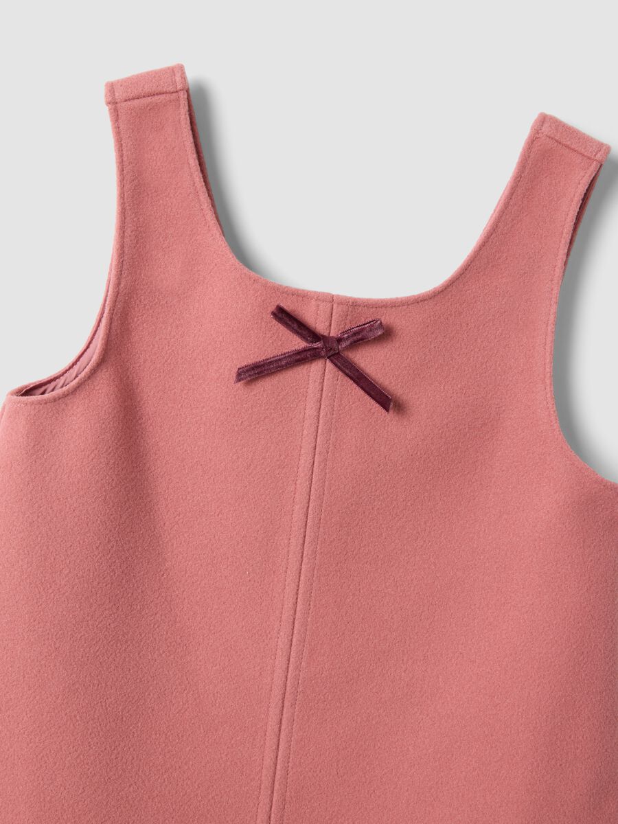 Dusty pink dress with crew neck and bow_3