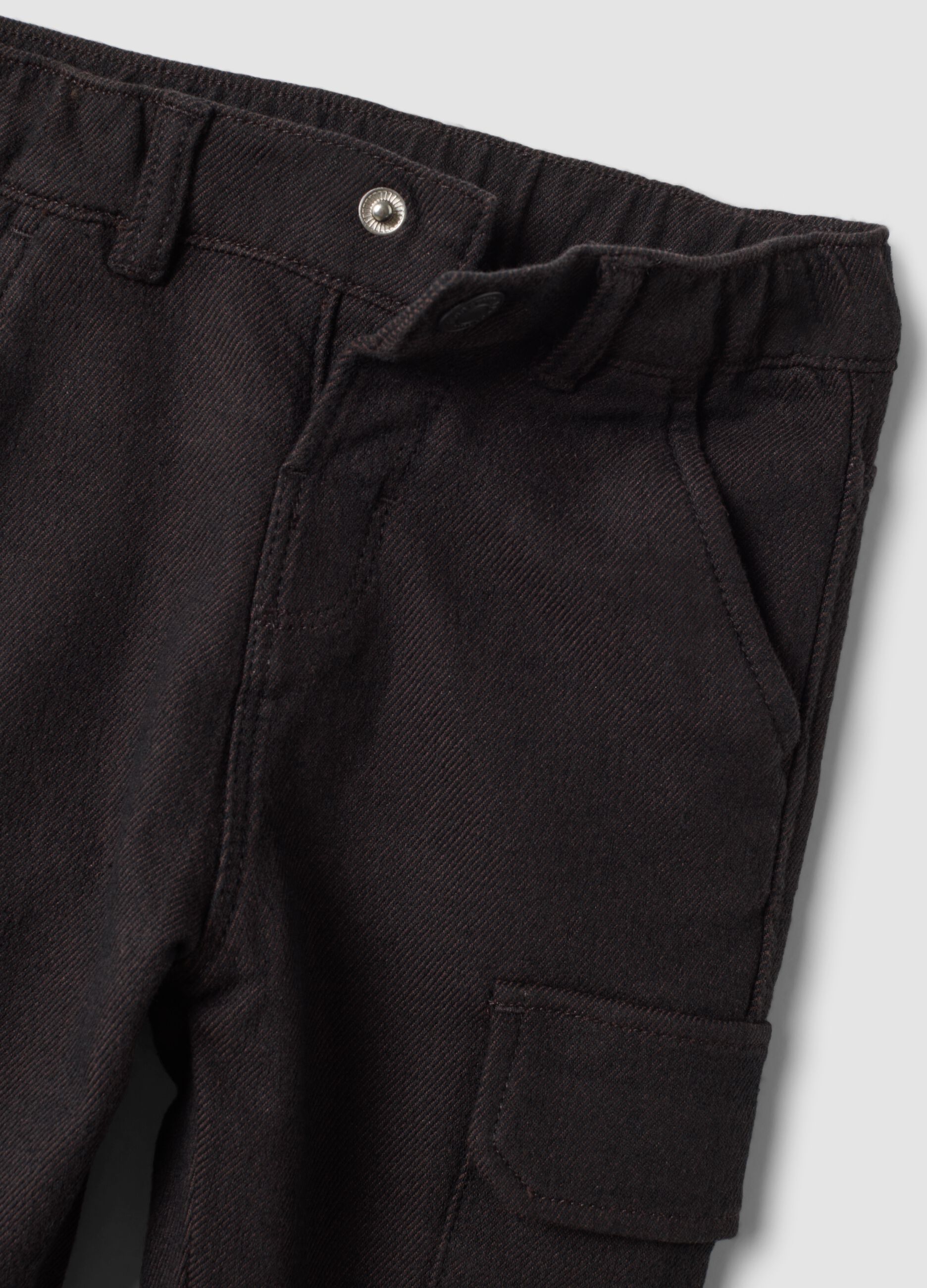 Brown comfort-fit stretch cotton cargo trousers
