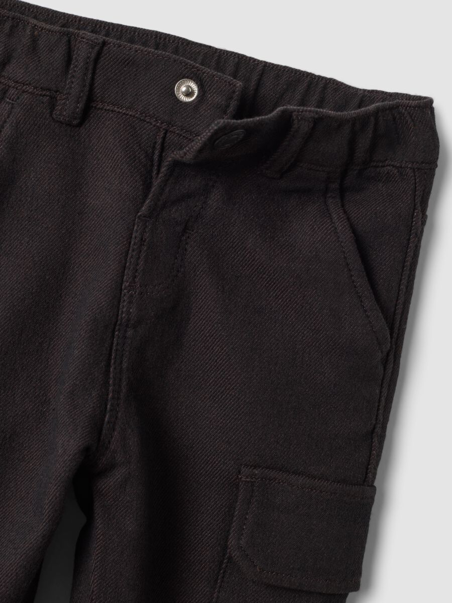 Brown comfort-fit stretch cotton cargo trousers_2