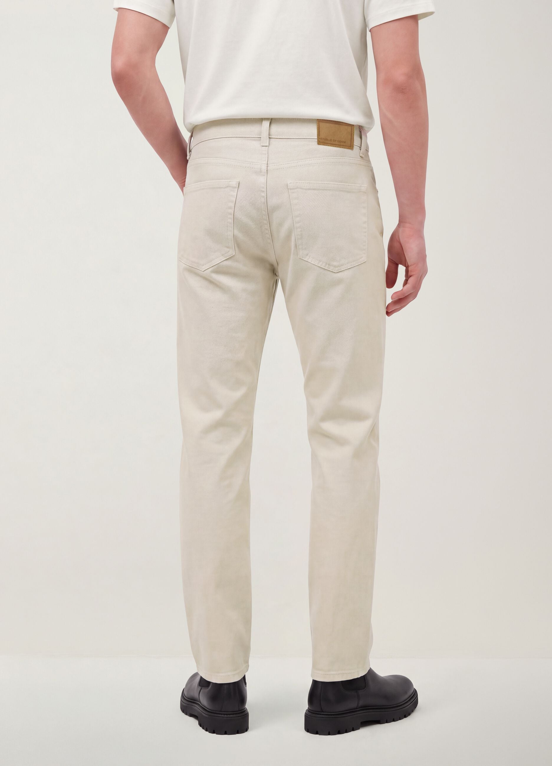 Beige Straight-Fit-Jeans aus reinem Baumwolltwill