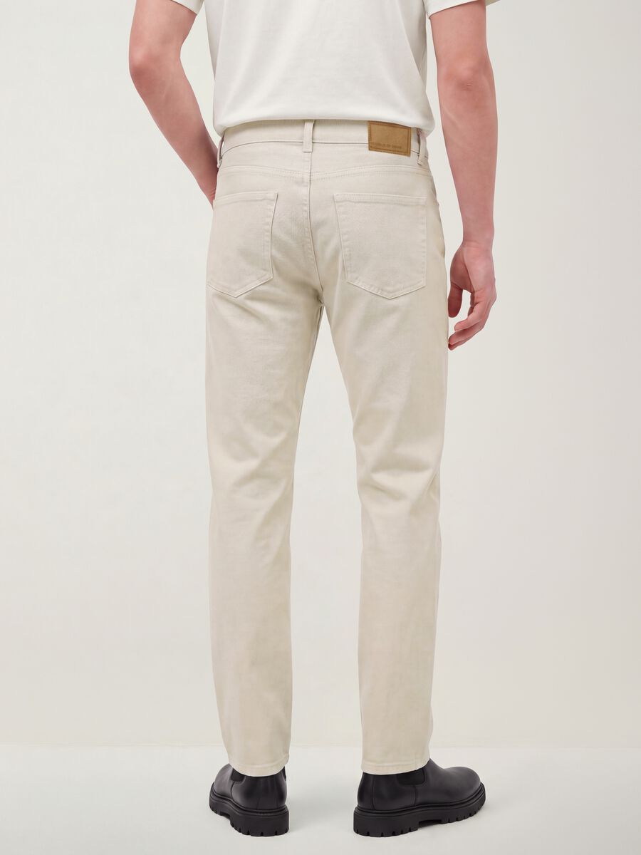 Beige straight-fit jeans in pure cotton twill_2