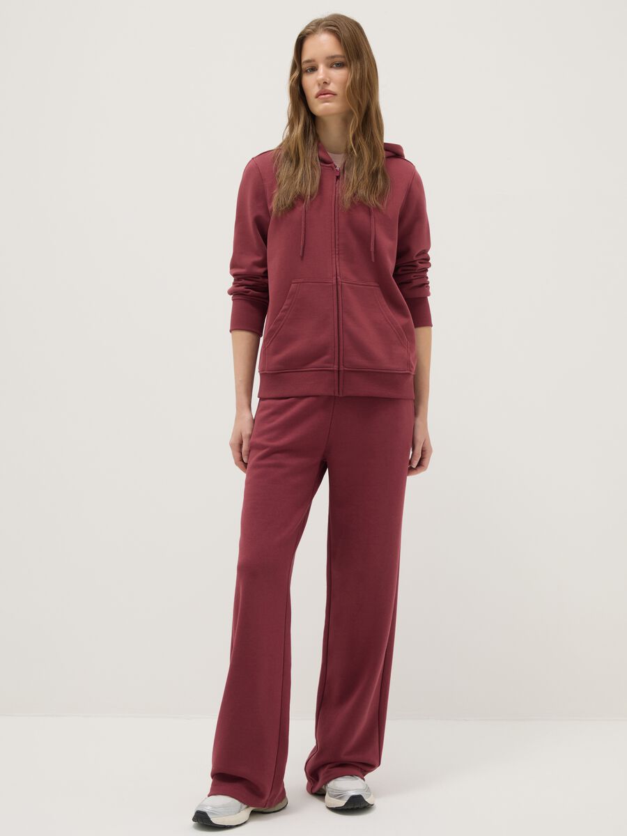 Pink cotton blend hoodie regular fit with zip_1