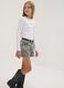T-shirt bianca in cotone organico elasticizzato con collo a costine_0