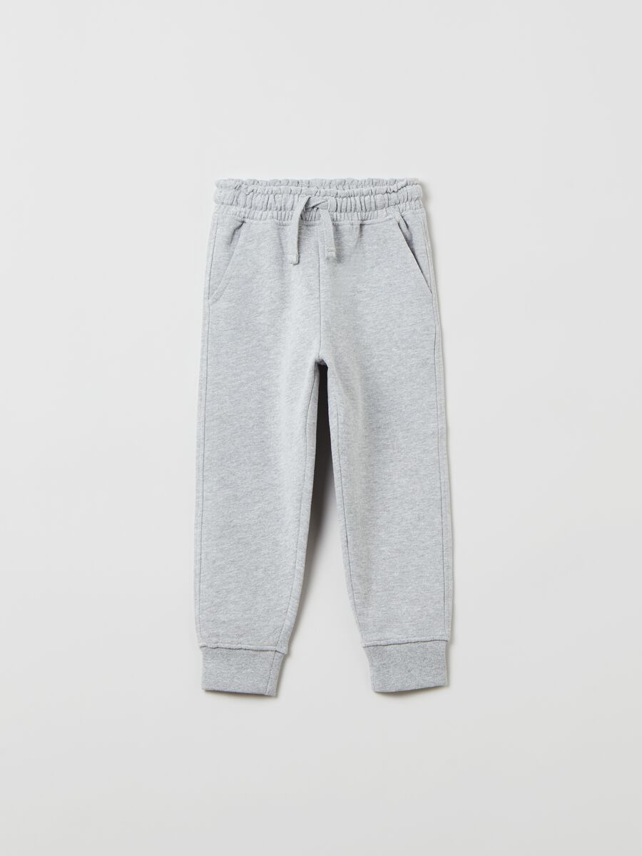 Warm cotton joggers with gathered waist_0