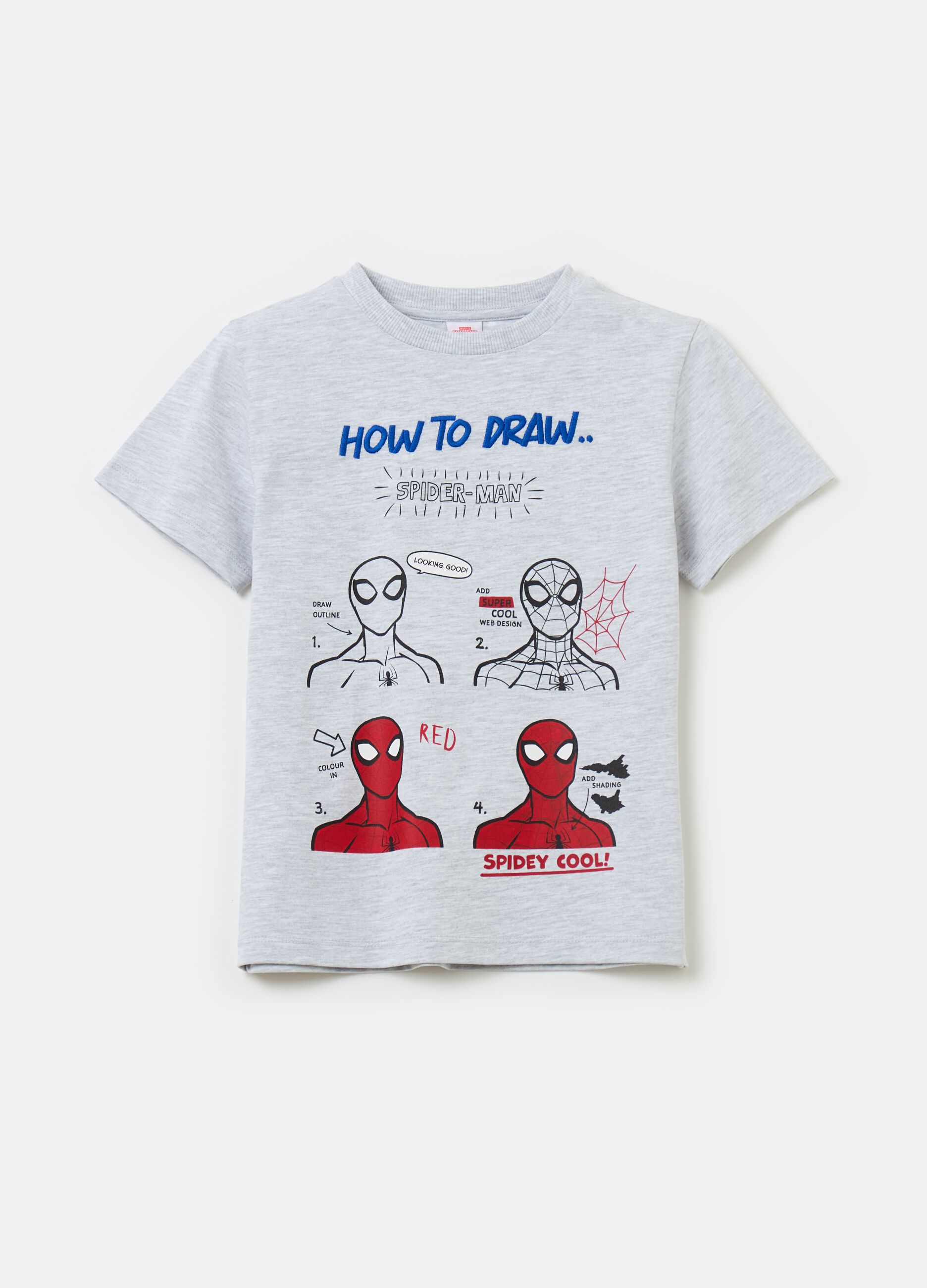 Camiseta con estampado y bordado Spider-Man