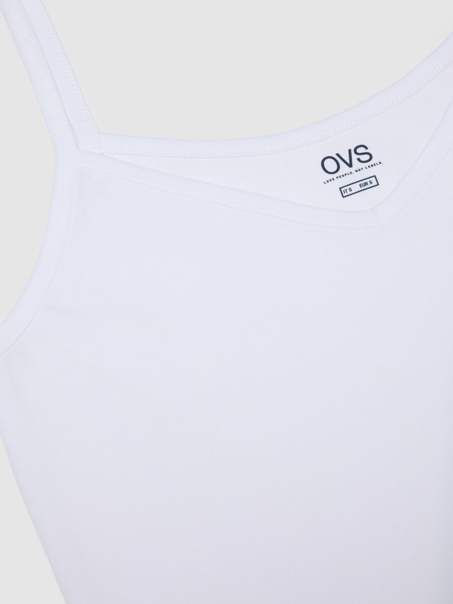 Canottiera in cotone elasticizzato bianca regular fit deep V_1