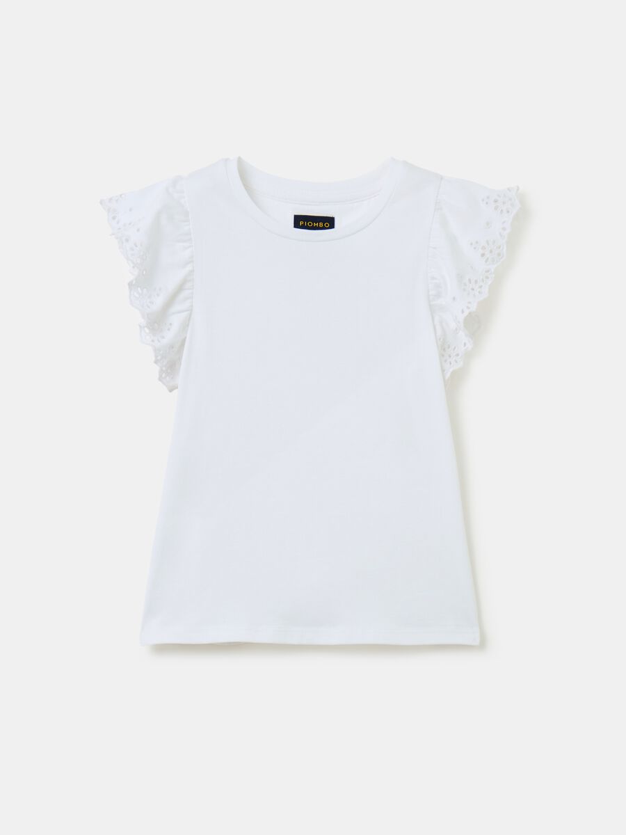 T-shirt with broderie anglaise flounce_4